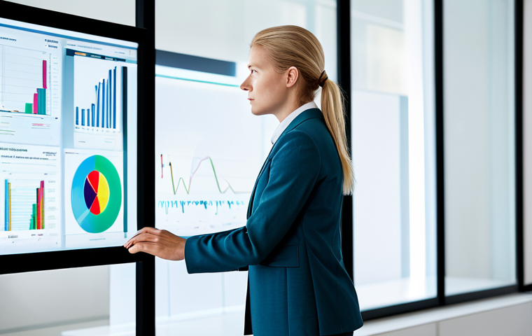 A professional digital strategist, gender-neutral, in a modest business suit, gazing thoughtfully at a holographic display showing dynamic data visualizations and evolving algorithms. The setting is a clean, minimalist Scandinavian-inspired modern office, bathed in soft, natural light, symbolizing clarity and future-forward thinking. High-quality professional photography, detailed, sharp focus, perfect anatomy, correct proportions, natural pose, well-formed hands, proper finger count, natural body proportions, safe for work, appropriate content, fully clothed, professional dress.