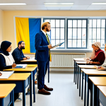 Integrating into Swedish Society**

"A diverse group of people participating in a Swedish language class, fully clothed in modest attire, set in a bright, modern classroom with Swedish flags displayed. Safe for work, appropriate content, perfect anatomy, natural proportions, professional, family-friendly, showing integration and community."

**
