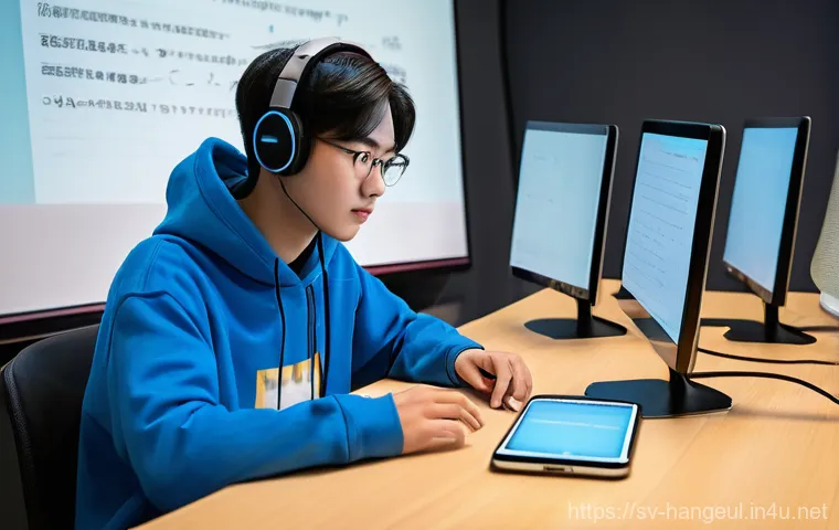 한글과 게임 디자인 - **Prompt 1: Focused Language Learning through Gaming**
    "A young adult, approximately 20 years ol...