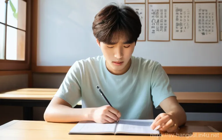 한글과 음운론 연구 - Image Prompt 1: The Frustration and Breakthrough of Korean Consonants**