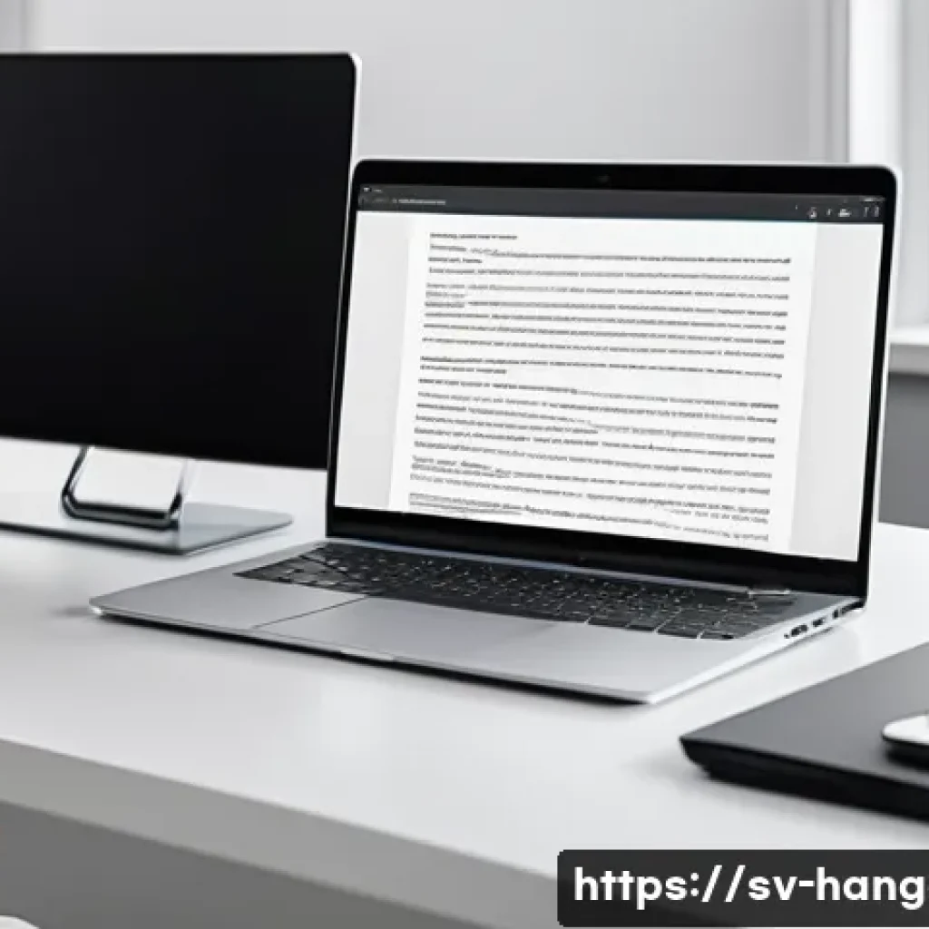 한글 문서 서식 설정 - A modern Scandinavian office workspace featuring a clean, minimalist desk setup with a sleek laptop ...